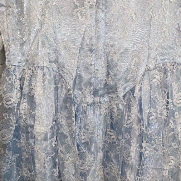 NWT Vintage Gunne Sax 1980’s Blue White Lace Prom Formal Dress Womens 6 - Picture 13 of 16